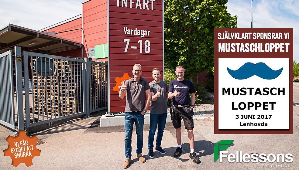 nomenu Annons för Mustaschloppet 2017, men Fellessons logga nere i höger hörn 