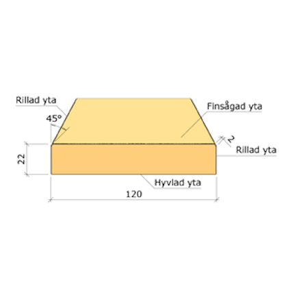 22X120 YTTERPANELBRÄDA GRUNDMÅLAD 60 µM GRAN G4-2 3,6M