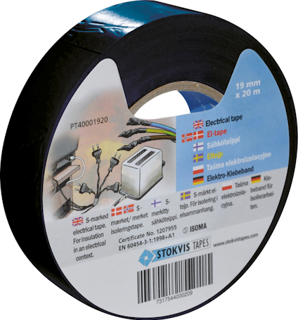 ELTEJP S-MÄRKT, SVART 19 MM X 20 M