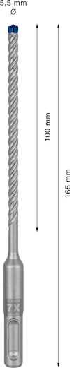 Borr 165 mm lång, 5,5 mm diameter, med spiralspår och märkning "7X".