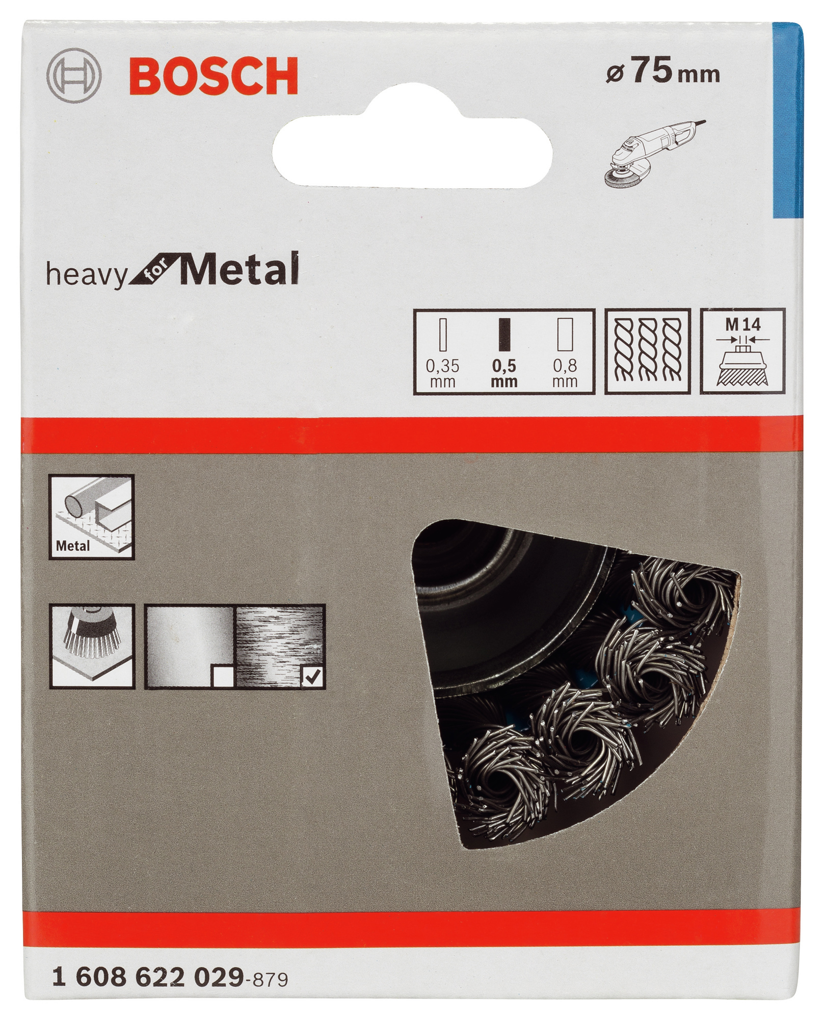 KOPPBORSTE 75MM M14 FLÄTAD  - Bosch