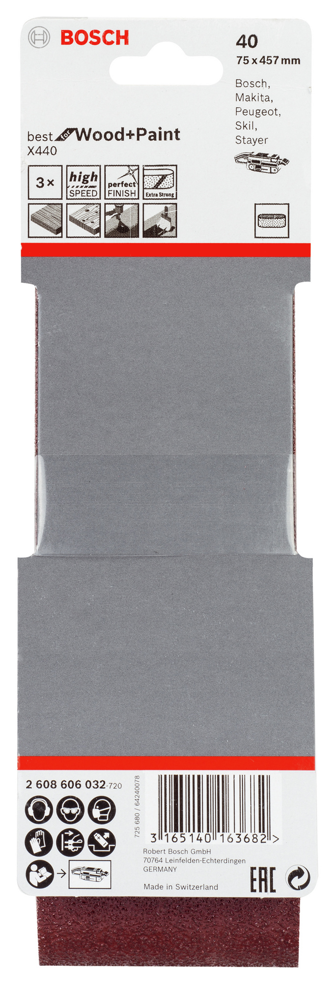 SLIPBAND 75X457MM BFW K40 3ST  - Bosch