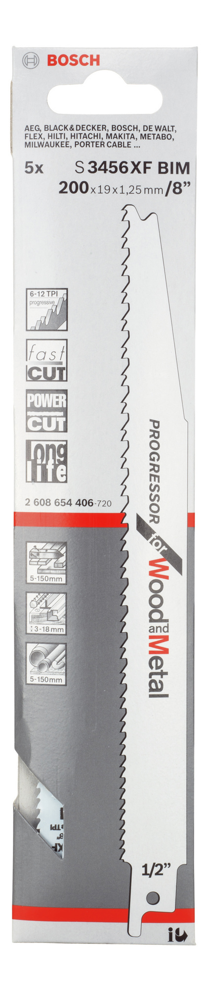 TIGERSÅGBLAD S3456XF 200MM 5STPROG UNIV - Bosch