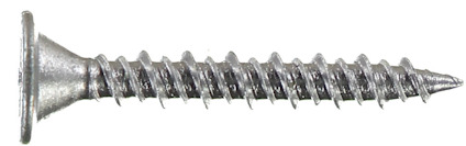 Metallskruv med försänkt huvud och gängad skaft synlig från sidan.