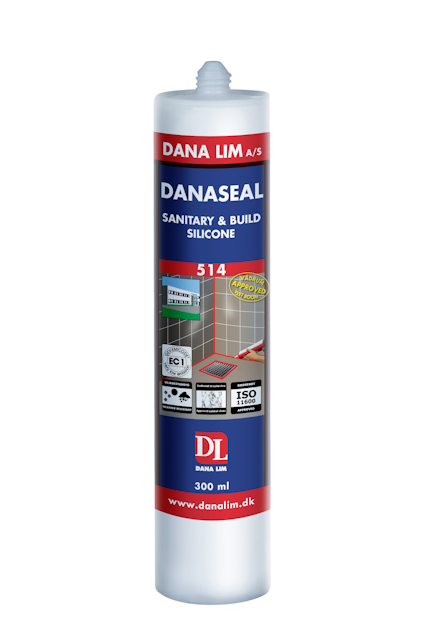 Förpackning av Dana Lim Danaseal, sanitär och byggsilikon, 300 ml.