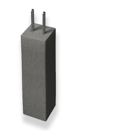 Rektangulär betongplint med två utskjutande metallstänger på ovansidan.
