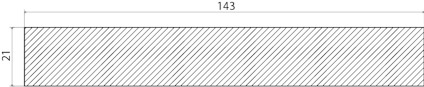 Rektangel med diagonala linjer, dimensioner 143 x 21 markerade på sidorna.