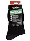 Svart socka med etikett: "Jalas High Breathability Regular 30°C, Size 42-43, Keeps feet cool and dry."