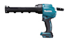 Batteridriven blå och svart fogpistol med handtag och tryckutlösare, märkt "Makita".