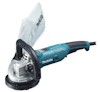 Blå och silverfärgad betongslipmaskin med svart handtag och dammpåse med logotypen "Makita".