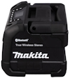En bärbar svart Makita Bluetooth-högtalare med texten "True Wireless Stereo".
