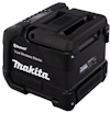Svart Makita bärbar högtalare, märkt med Bluetooth och modellnummer DMR203.