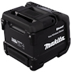 Makita DMR203 trådlös stereo med Bluetooth och handtag, svart design.