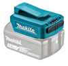 Makita batteriadapter med USB-portar och clip, avsedd för användning med ett 18V lithium-ion batteri.