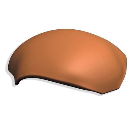 Rak valmklocka i tegelröd betong med slät yta och välvd form.