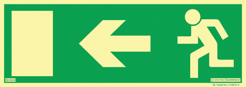 SKYLT UTRYMNINGSVÄG PIL VÄNSTER - Systemtext