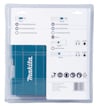 Makita borrbitsset förpackning med olika bitsstorlekar och specifikationer. Genomskinlig plastförpackning.