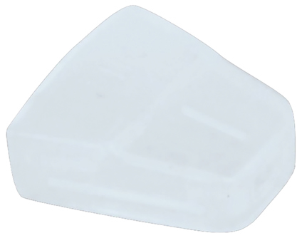 Vit, triangulär plasthörnskydd.