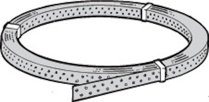 Illustration av en sluten oval vit ring med små hål längs ytan.