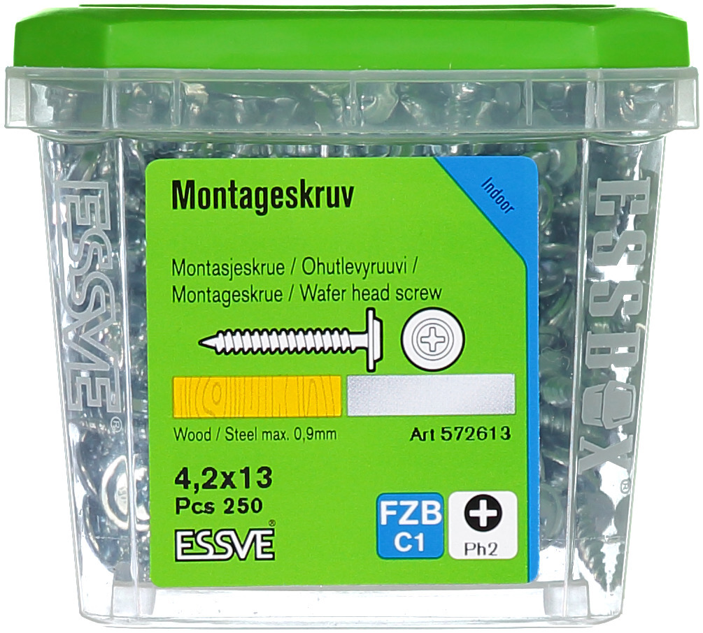 MONTAGESKRUV VASS SPETS, FÖR TRÄ-/STÅLREGEL, BLANKFÖRZINKAD - ESSVE