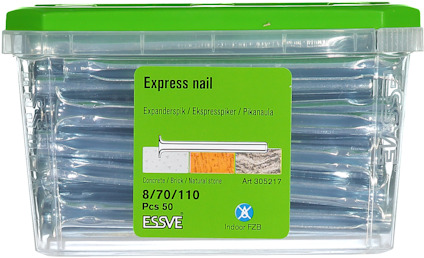 Förpackning med expresspikar, 50 stycken, för betong, tegel och natursten.