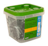 Plastlåda med grönt lock innehållande 250 inredningsskruvar, 4,2x28 mm, märkt Essve.