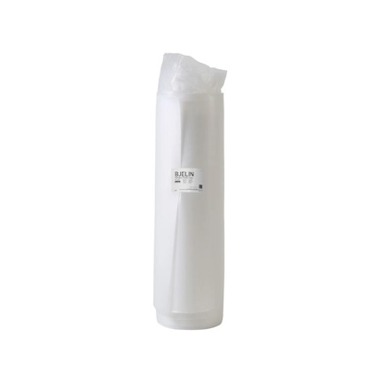 Rulle med vit plastfolie, etikett med texten "BÜELIN" synlig på sidan.