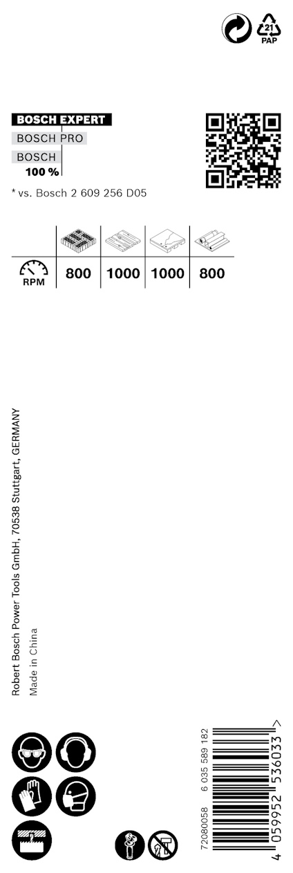 Förpackning av Bosch Pro sågblad med ikoniska specifikationer och streckkod.