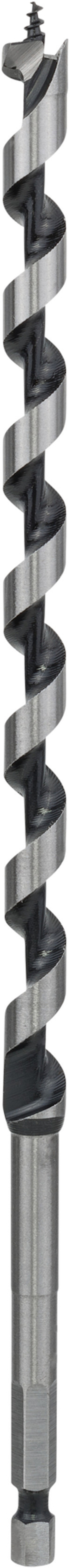 Borr med spiralformad borrkrona, designad för träbearbetning, med sexkantigt fäste.