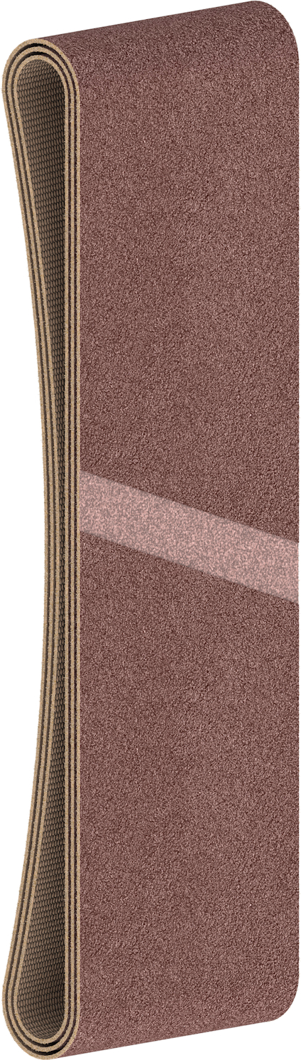 Brun slipband i sluten slinga med en ljusare linje tvärs över mitten.