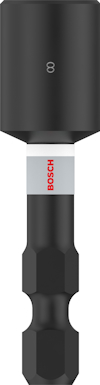 Svart skruvbits med vit märkning och röd text "BOSCH", siffermarkering "8".