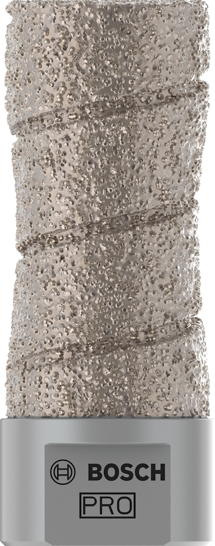 Cylindrisk borr med grov yta, märkt "BOSCH PRO".