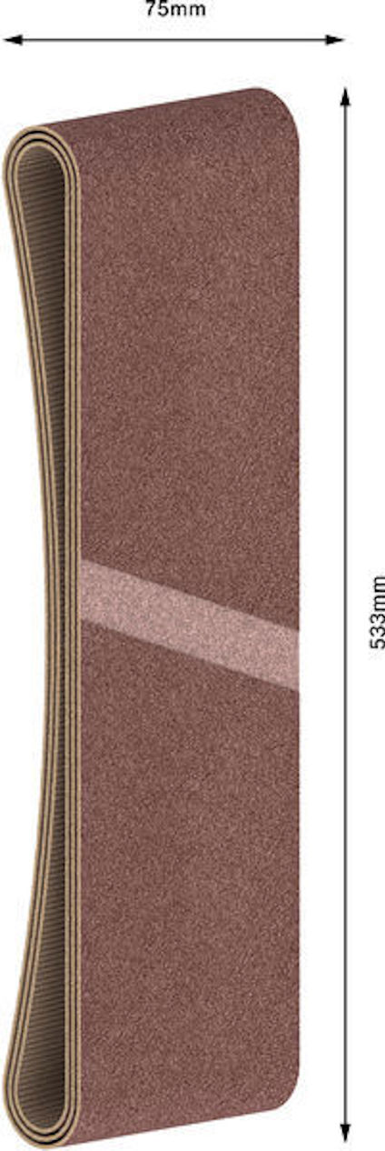 Brunt slipband, 75mm brett och 533mm långt.