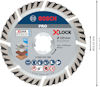 Diamantkapskiva BOSCH PRO X-LOCK, 125 mm diameter, max 12250 rpm, visas med symboler och specifikationer.
