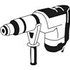 Illustration av en borrmaskin med pistolgrepp och stödhandtag.