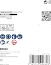 BOSCH PRO etikett med QR-kod, säkerhetssymboler, Bosch-logotyp, och text: "Robert Bosch Power Tools GmbH, Germany, www.bosch-professional.com".