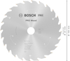 Cirkelsågblad med etikett "PRO Wood", 20 tänder, 165 mm i diameter. Bosch-logotyp och text; "Made in China".