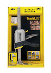 Förpackning av Stanley Fatmax TradeLift med bilder och instruktioner på gul och svart bakgrund.