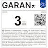 GARAN 3 365 garantiperiod på flera språk, CE-märkning och EU-flagga.